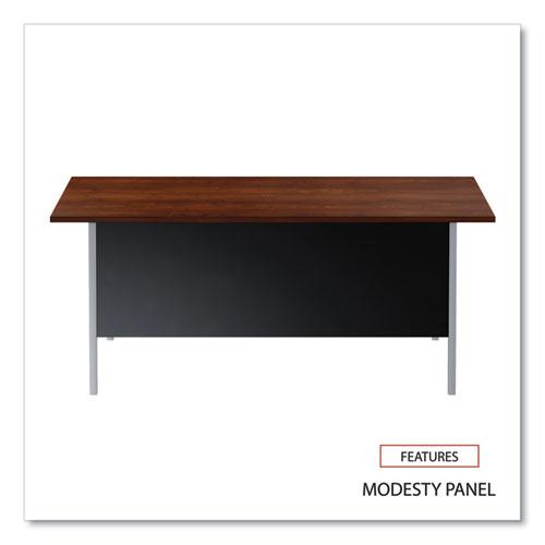 Double Pedestal Steel Desk, 72" x 36" x 29.5", Mocha/Black, Chrome-Plated Legs. Picture 6