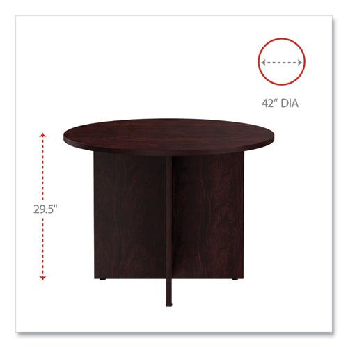 Alera Valencia Round Conference Table with Legs, 42" Diameter x 29.5h, Mahogany. Picture 2