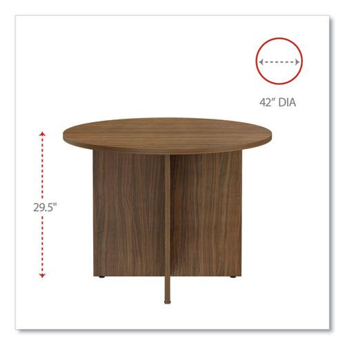 Alera Valencia Round Conference Table with Legs, 42" Diameter x 29.5h, Modern Walnut. Picture 2