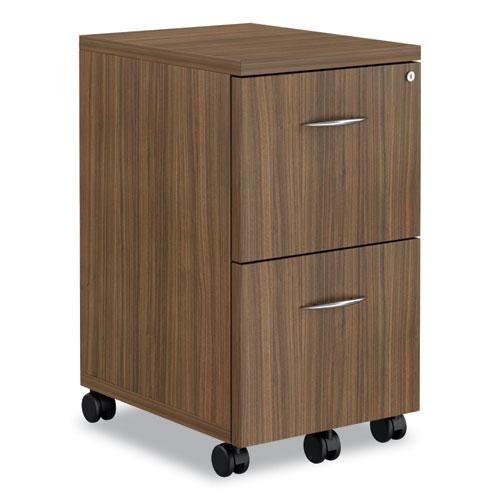 Alera Valencia Series Mobile Pedestal, Left or Right, 2 Legal/Letter-Size File Drawers, Modern Walnut, 15.38" x 20" x 26.63". Picture 1