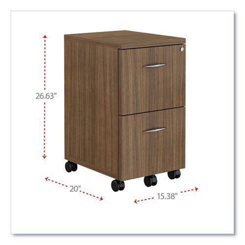 Alera Valencia Series Mobile Pedestal, Left or Right, 2 Legal/Letter-Size File Drawers, Modern Walnut, 15.38" x 20" x 26.63". Picture 2