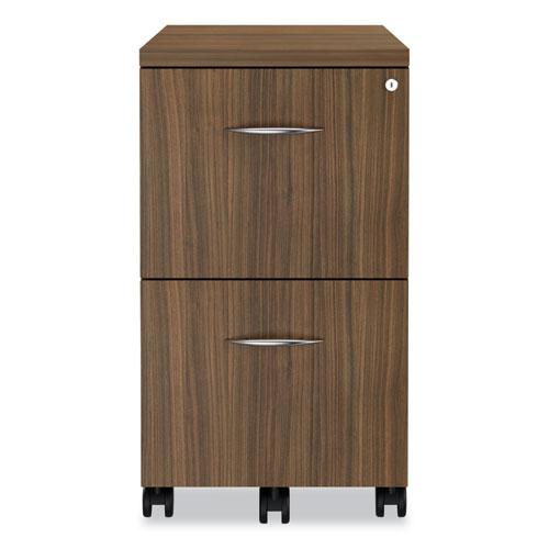 Alera Valencia Series Mobile Pedestal, Left or Right, 2 Legal/Letter-Size File Drawers, Modern Walnut, 15.38" x 20" x 26.63". Picture 6