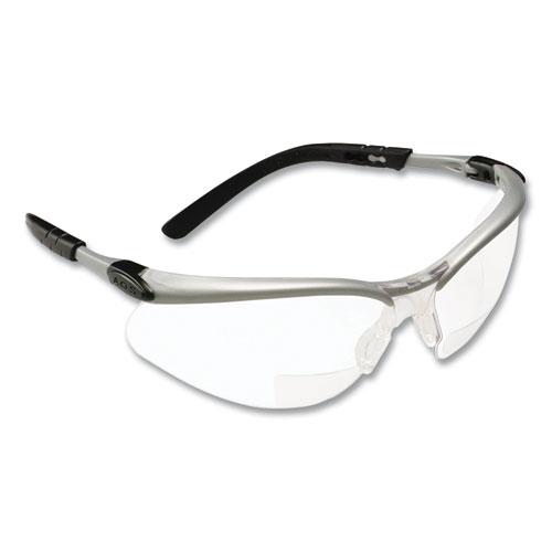 BX Molded-In Diopter Safety Glasses, 2.0+ Diopter Strength, Silver/Black Frame, Clear Lens. Picture 3