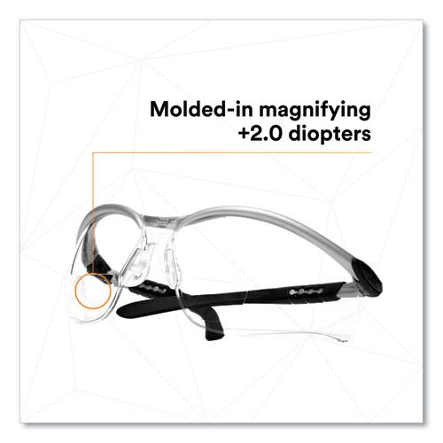 BX Molded-In Diopter Safety Glasses, 2.0+ Diopter Strength, Silver/Black Frame, Clear Lens. Picture 4