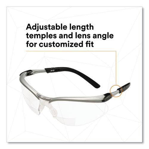 BX Molded-In Diopter Safety Glasses, 2.5+ Diopter Strength, Silver/Black Frame, Clear Lens. Picture 4