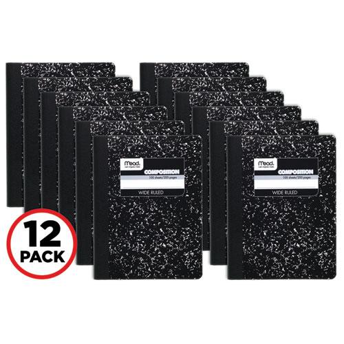 Square Deal Composition Book, 3-Subject, Wide/Legal Rule, Black Cover, (100) 9.75 x 7.5 Sheets, 12/Pack. Picture 1