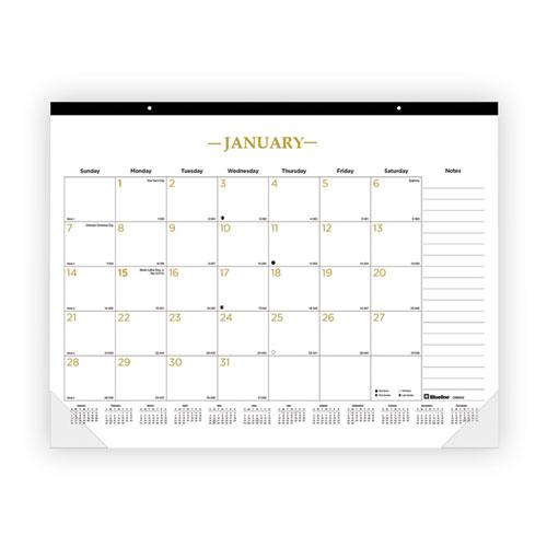 Gold Collection Monthly Desk Pad Calendar, 22 x 17, White Sheets, Black Headband, Clear Corners, 12-Month (Jan to Dec): 2024. Picture 1