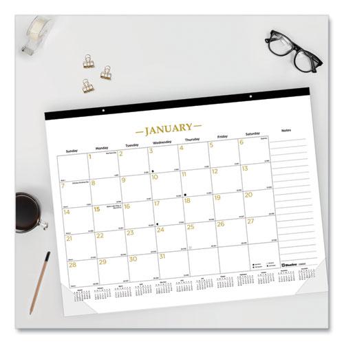 Gold Collection Monthly Desk Pad Calendar, 22 x 17, White Sheets, Black Headband, Clear Corners, 12-Month (Jan to Dec): 2024. Picture 5