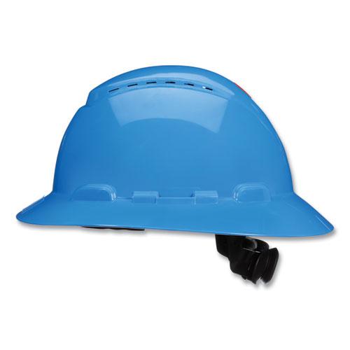 SecureFit H-Series Hard Hats, H-800 Vented Hat with UV Indicator, 4-Point Pressure Diffusion Ratchet Suspension, Blue. Picture 1