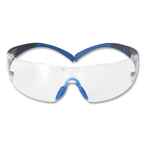 SecureFit Protective Eyewear, 400 Series, Black/Blue Plastic Frame, Clear Polycarbonate Lens. Picture 1