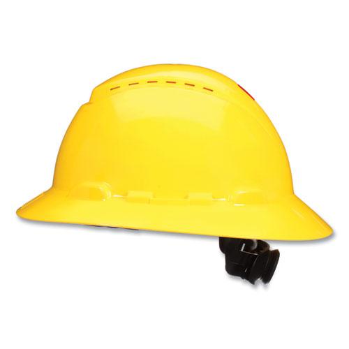 SecureFit H-Series Hard Hats, H-800 Vented Hat with UV Indicator, 4-Point Pressure Diffusion Ratchet Suspension, Yellow. Picture 2