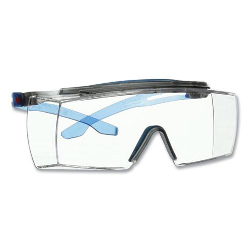 SecureFit Protective Eyewear, 3700 OTG Series, Blue Plastic Frame, Clean Polycarbonate Lens. Picture 1