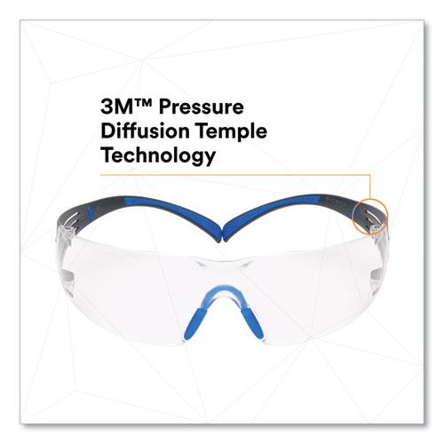 SecureFit Protective Eyewear, 400 Series, Black/Blue Plastic Frame, Clear Polycarbonate Lens. Picture 2