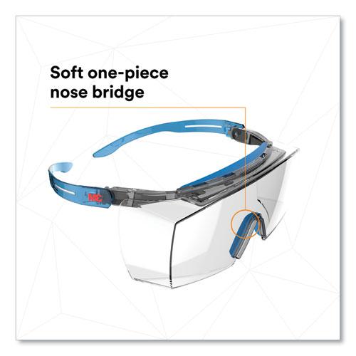 SecureFit Protective Eyewear, 3700 OTG Series, Blue Plastic Frame, Clean Polycarbonate Lens. Picture 2