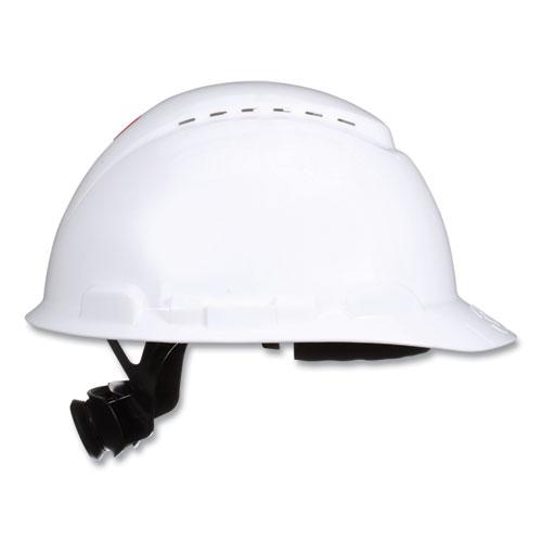 SecureFit H-Series Hard Hats, H-700 Front-Brim Cap with UV Indicator, 4-Point Pressure Diffusion Ratchet Suspension, White. Picture 1