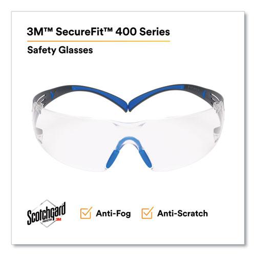 SecureFit Protective Eyewear, 400 Series, Black/Blue Plastic Frame, Clear Polycarbonate Lens. Picture 3