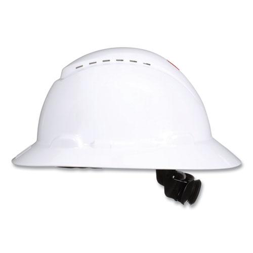SecureFit H-Series Hard Hats, H-800 Vented Hat with UV Indicator, 4-Point Pressure Diffusion Ratchet Suspension, White. Picture 4