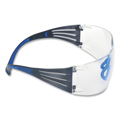 SecureFit Protective Eyewear, 400 Series, Black/Blue Plastic Frame, Clear Polycarbonate Lens. Picture 4