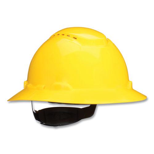 SecureFit H-Series Hard Hats, H-800 Vented Hat with UV Indicator, 4-Point Pressure Diffusion Ratchet Suspension, Yellow. Picture 1
