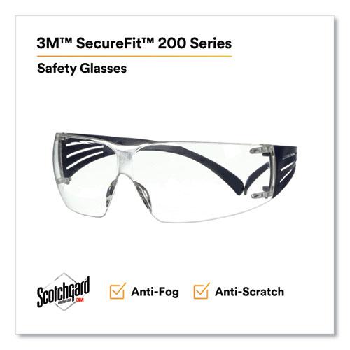 SecureFit Protective Eyewear, 200 Series, Dark Blue Plastic Frame, Clear Polycarbonate Lens. Picture 4
