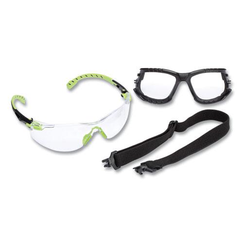 Solus 1000-Series Safety Glasses, Green Plastic Frame, Clear Polycarbonate Lens. Picture 1