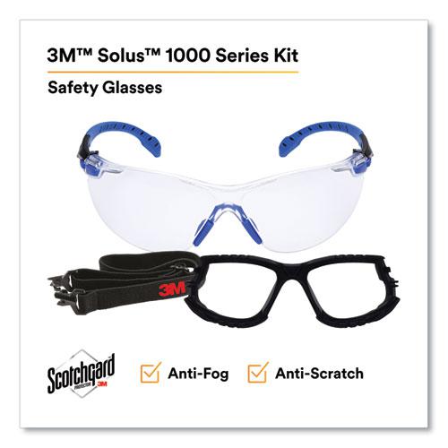 Solus 1000 Series Safety Glasses, Black/Blue Plastic Frame, Clear Polycarbonate Lens. Picture 4