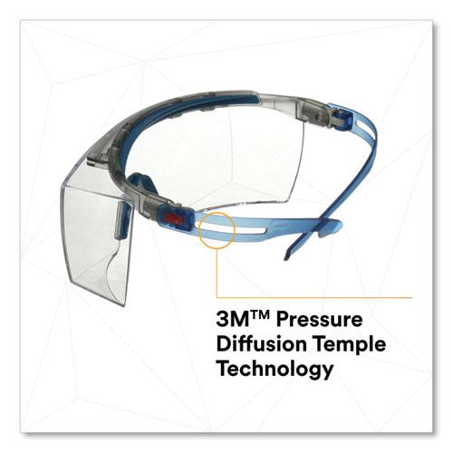 SecureFit Protective Eyewear, 3700 OTG Series, Blue Plastic Frame, Clean Polycarbonate Lens. Picture 4
