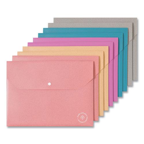 U-Eco Document Holder, 0.59" Expansion, 1 Section, Snap Button Closure, Letter Size, Assorted Colors, 10/Pack. Picture 1