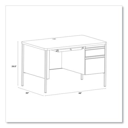 Teachers Pedestal Desks, One Right-Hand Pedestal: Box/File Drawers, 48" x 30" x 29.5", Maple/Black. Picture 2