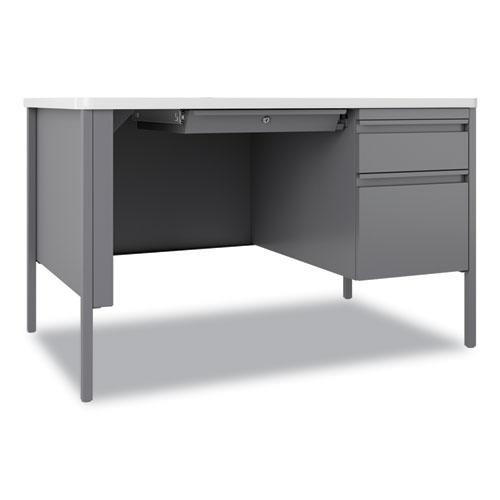 Teachers Pedestal Desks, One Right-Hand Pedestal: Box/File Drawers, 48" x 30" x 29.5", White/Platinum. Picture 1