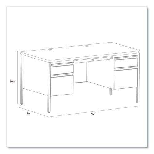 Teachers Pedestal Desks, Left and Right-Hand Pedestals: Box/File Drawer Format, 60" x 30" x 29.5", Walnut/Black. Picture 3
