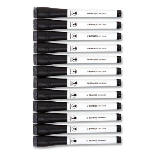 Medium Point Low-Odor Dry-Erase Markers with Erasers, Medium Bullet Tip, Black, Dozen. Picture 2