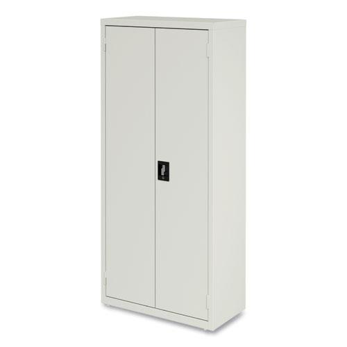 Fully Assembled Storage Cabinets, 3 Shelves, 30" x 15" x 66", Light Gray. Picture 3
