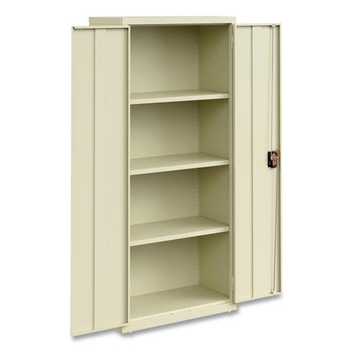 Fully Assembled Storage Cabinets, 3 Shelves, 30" x 15" x 66", Putty. Picture 4