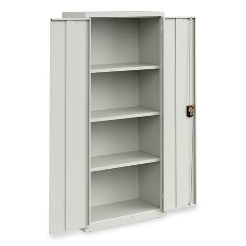 Fully Assembled Storage Cabinets, 3 Shelves, 30" x 15" x 66", Light Gray. Picture 4