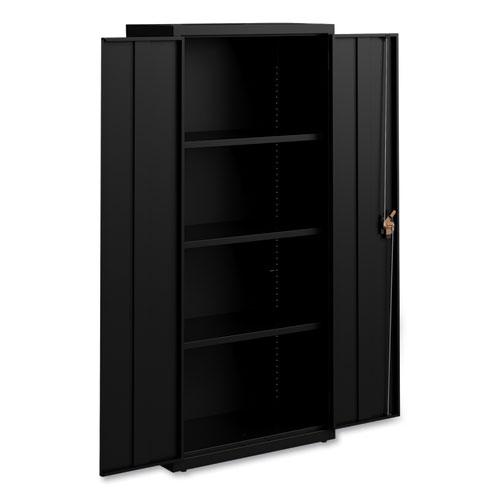 Fully Assembled Storage Cabinets, 3 Shelves, 30" x 15" x 66", Black. Picture 4