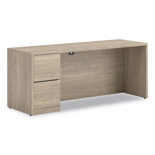 10500 Series Full-Height Left Pedestal Credenza, 72" x 24" x 29.5", Kingswood Walnut. Picture 1