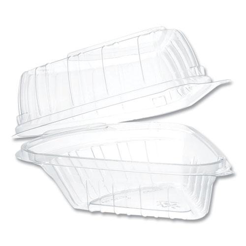 Showtime Clear Hinged Containers, Pie Wedge, 6.67 oz, 6.1 x 5.6 x 3, Clear, Plastic, 125/Pack, 2 Packs/Carton. Picture 1