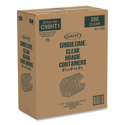 Showtime Clear Hinged Containers, Hoagie Container, 29.9 oz, 5.1 x 9.9 x 3.5, Clear, Plastic, 100/Bag 2 Bags/Carton. Picture 2