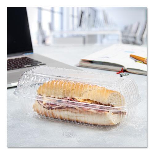 Showtime Clear Hinged Containers, Hoagie Container, 29.9 oz, 5.1 x 9.9 x 3.5, Clear, Plastic, 100/Bag 2 Bags/Carton. Picture 3