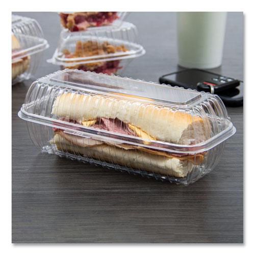 Showtime Clear Hinged Containers, Hoagie Container, 29.9 oz, 5.1 x 9.9 x 3.5, Clear, Plastic, 100/Bag 2 Bags/Carton. Picture 4