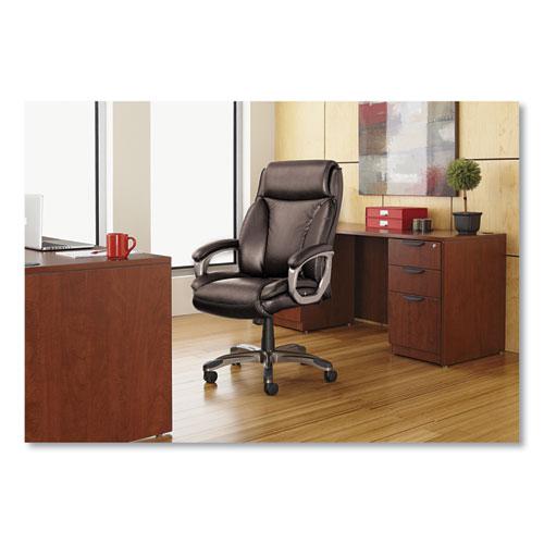 Alera Veon Series Executive High-Back Bonded Leather Chair, Supports Up to 275 lb, Black Seat/Back, Graphite Base. Picture 6