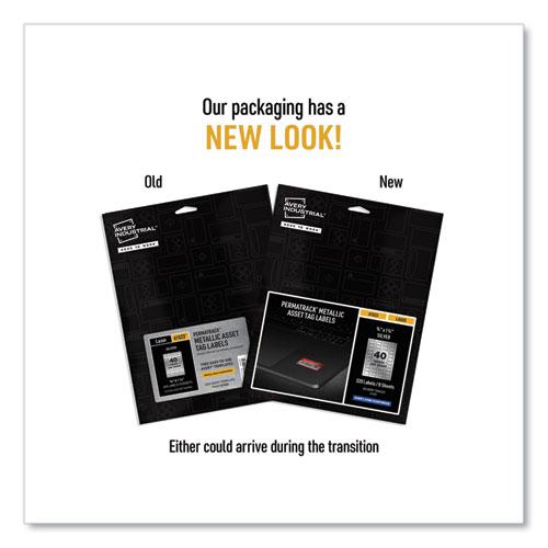 PermaTrack Metallic Asset Tag Labels, Laser Printers, 0.75 x 1.5, Metallic Silver, 40/Sheet, 8 Sheets/Pack. Picture 2