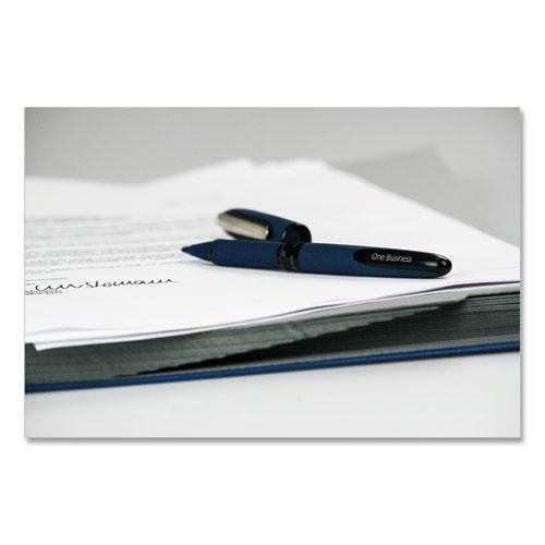 One Business Rollerball Pen, Stick, Fine 0.6 mm, Black Ink, Dark Blue/Black Barrel, 10/Box. Picture 3
