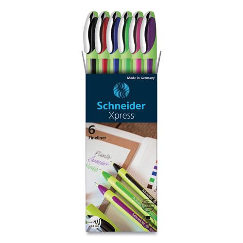 Xpress Fineliner Pen, Stick, Fine 0.8 mm, Assorted Ink and Barrel Colors, 6/Pack. Picture 1