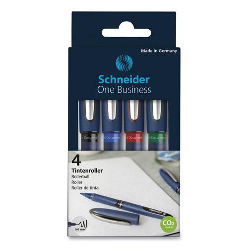 One Business Rollerball Pen, Stick, Fine 0.6 mm, Assorted Ink and Barrel Colors, 4/Pack. Picture 1