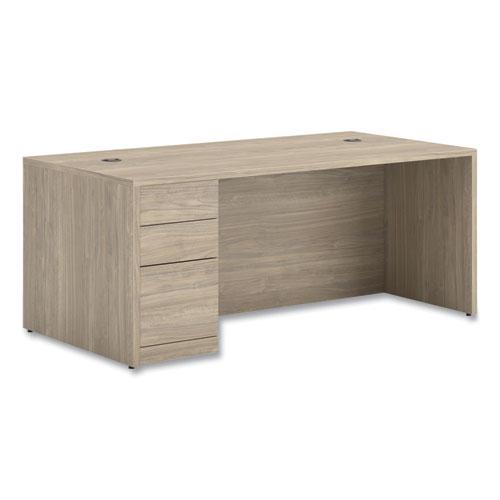 10500 Series Single Full-Height Pedestal Desk, Left: Box/Box/File, 72" x 36" x 29.5", Kingswood Walnut. Picture 1