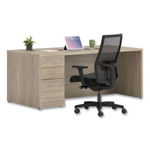 10500 Series Single Full-Height Pedestal Desk, Left: Box/Box/File, 72" x 36" x 29.5", Kingswood Walnut. Picture 4