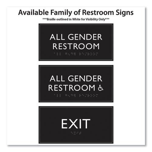 ADA Sign, All Gender Restroom Accessible, Plastic, 4 x 4, Clear/White. Picture 4