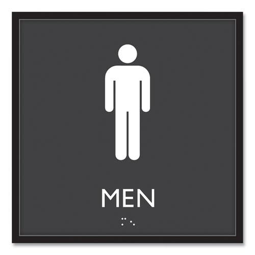 ADA Sign, Men, Plastic, 8 x 8, Clear/White. Picture 1